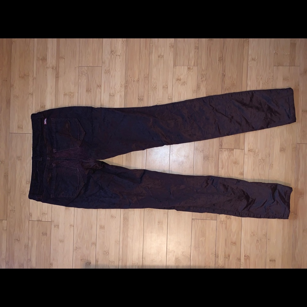 Wine red crushed velvet pants